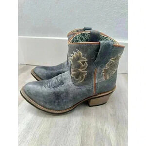 Laredo Women's Sapphyre‎ Leather Western Cowboy Booties - Round Toe